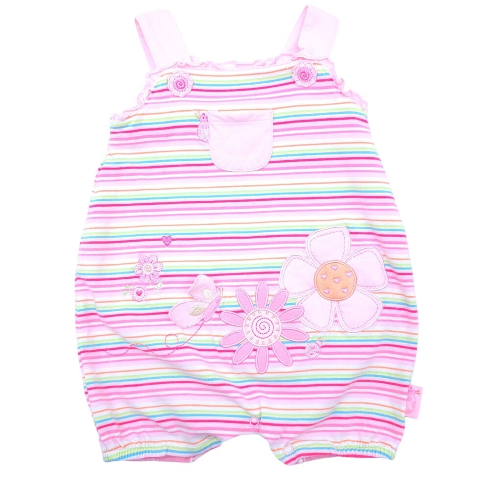 Vintage Minibasix Baby Girl Pink Floral Butterfly Sleeveless Jumper Romper 3M